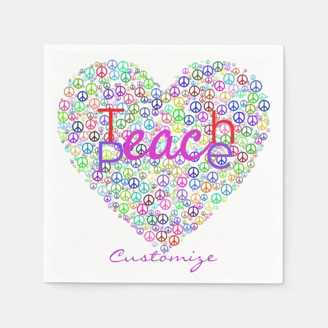 Teach Peace Heart Thunder_Cove Napkin (Front)