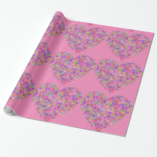 Teach Peace Hearts Thunder_Cove  Thunder_Cove Wrapping Paper (Unrolled)