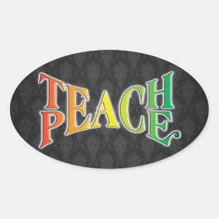 Teach Peace Oval Sticker
