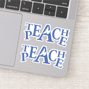 Teach peace single white dove and blue text