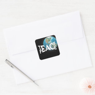 "Teach Peace" Text and Stars Square Sticker