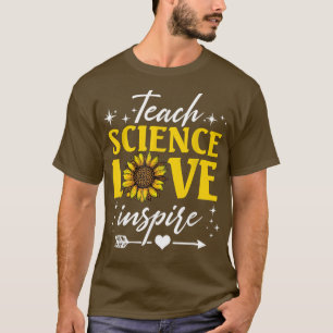 Teach Science Love Inspire Sunflower Leopard  T-Shirt