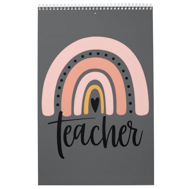 Teach Teacher Love Inspire Gift Rainbow  Calendar (Cover)