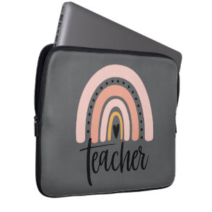 Teach Teacher Love Inspire Gift Rainbow Laptop Sleeve