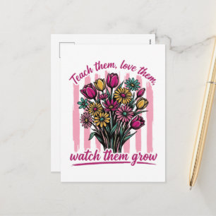 teach them love them watch them grow holiday postcard