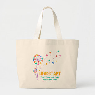 Teach them love them watch them grow large tote bag
