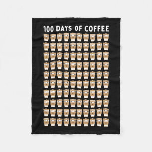 Teacher 100 Coffee Cups 100th Day School Fleece Blanket