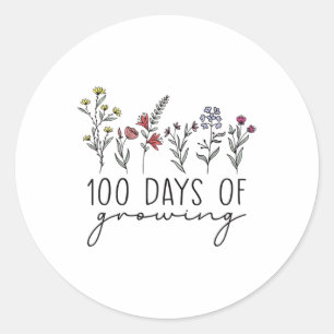 Teacher 100 Days Of Growing 100 Days Celebration T Classic Round Sticker