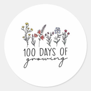Teacher 100 Days Of Growing Happy 100th Day Of Sch Classic Round Sticker