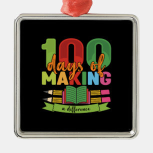Teacher 100 Days Of Making A Difference Metal Tree Decoration