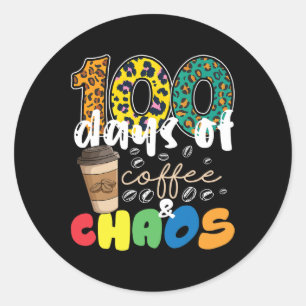 Teacher 100 Days Of School 100 Days Of Coffee And  Classic Round Sticker