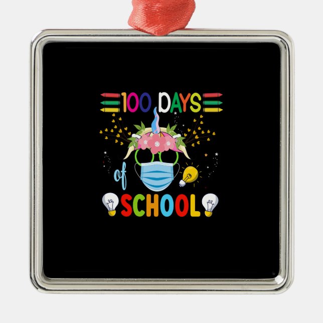 Teacher 100 Days Of School Metal Tree Decoration (Front)
