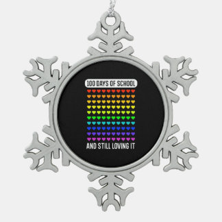 Teacher 100 Days Of School Snowflake Pewter Christmas Ornament