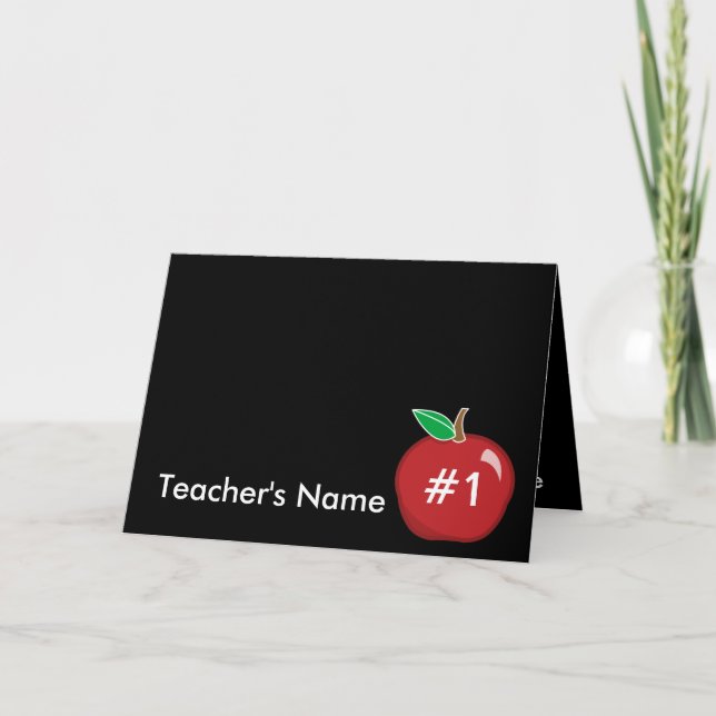 Teacher #1 Black/Red Greeting Card-Customise Card (Front)