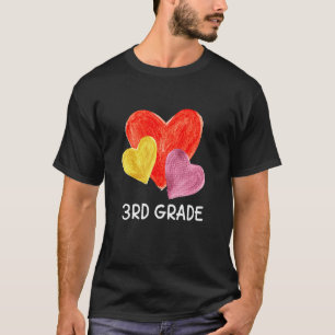 Teacher 3rd Grade Happy Valentines Day Love Hearts T-Shirt