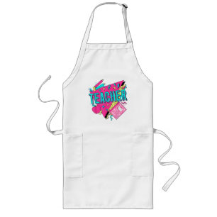 Teacher 90s Retro Colourful Teacher Back To School Long Apron