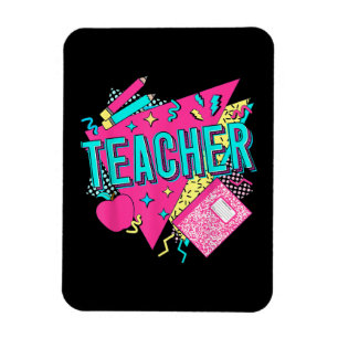 Teacher 90s Retro Colourful Teacher Back To School Magnet