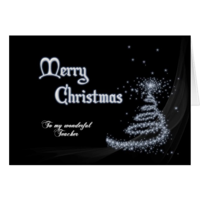 Teacher, a Black and white Christmas card (Front Horizontal)