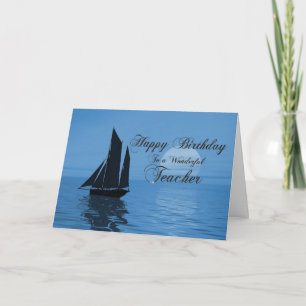 Teacher, a moonlight yacht birthday card