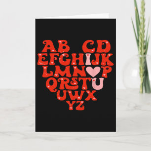 Teacher Abc Alphabet I Love You Heart Valentines D Card