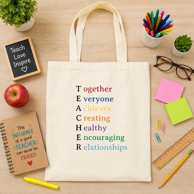 Teacher Acronym Fun Teacher Appreciation Tote Bag (Creator Uploaded)
