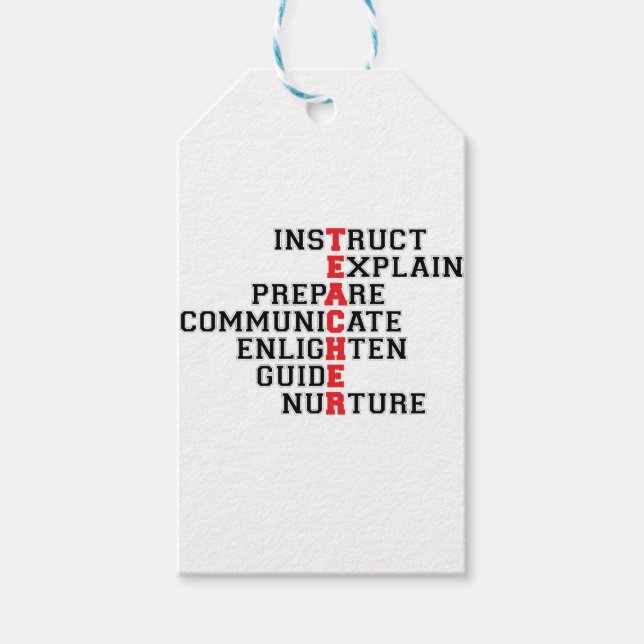 Teacher Acrostic Gift Tags (Front)