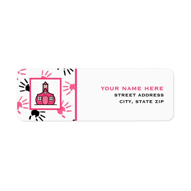 Teacher Address Label - Handprints (Front)