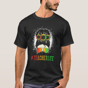 Teacher African Women Messy Bun Black History Mont T-Shirt