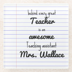 teacher aid tote bag teaching assistant TA Glass Coaster