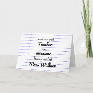 teacher aid tote Teaching assistant TA Card