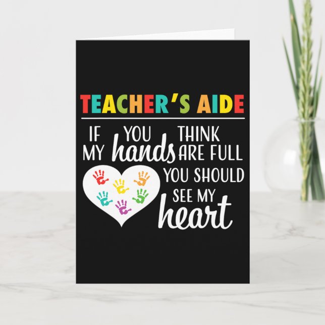 Teacher Aide Appreciation Cute Heart Tee For Women Card (Front)