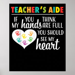 Teacher Aide Appreciation Cute Heart Tee for Women Poster