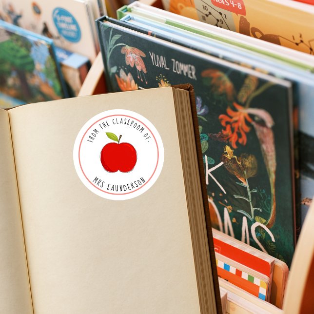 Teacher Apple Bookplate Sticker | This Book Belong (Creator Uploaded)