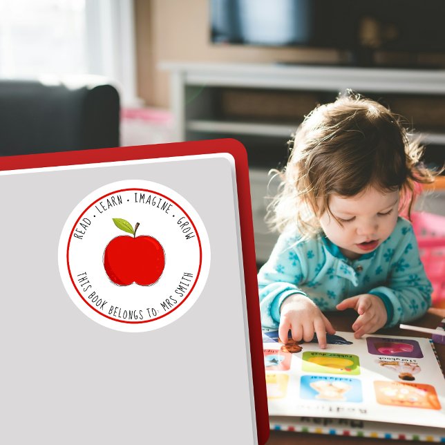 Teacher Apple Bookplate Sticker | This Book Belong (Creator Uploaded)