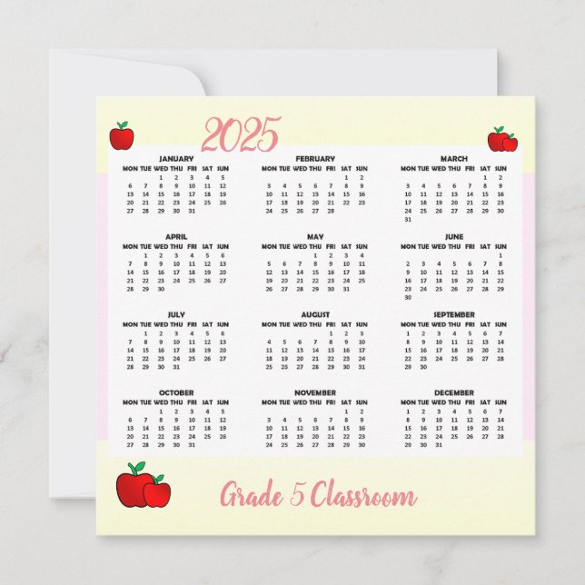 Teacher Apple Calendar 2025 (Front)
