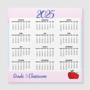 Teacher Apple Calendar 2025 Magnetic Card
