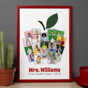 Teacher Apple Collage Teacher's Gift 21 Photos Poster