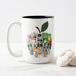 Teacher Apple Collage Teacher's Gift 22 Photos Two-Tone Coffee Mug