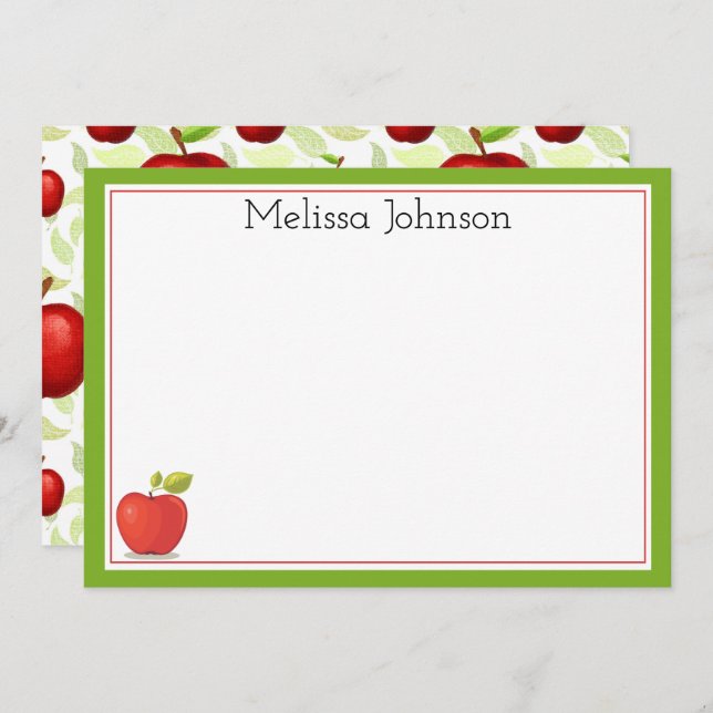 Teacher Apple Cute Fun School Personalised Card (Front/Back)