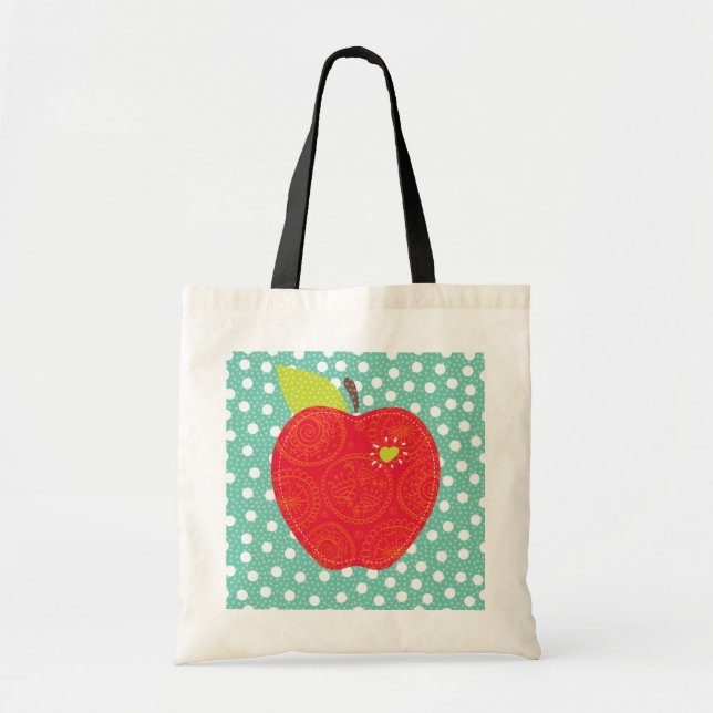 teacher Apple Patch with pokadots bag (Front)