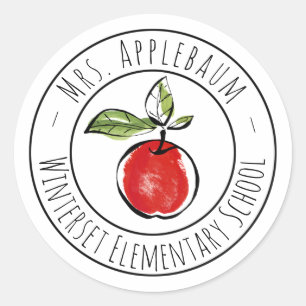 Teacher Apple Personalised Classic Round Sticker