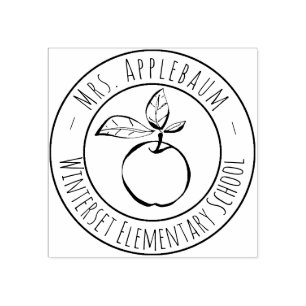 Teacher Apple Personalised Wood Art Stamp