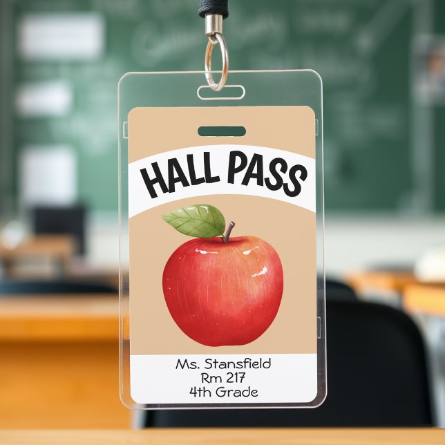 Teacher Apple Student Class Bathroom Hall Pass ID Badge (Teacher Apple Student Class Bathroom Hall Pass Badge
)