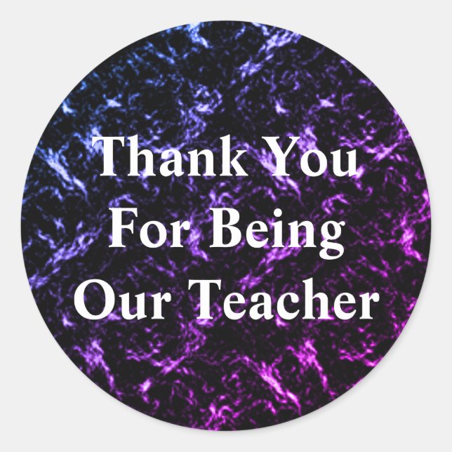 Teacher Appreciation Abstract Purple Classroom Classic Round Sticker (Front)