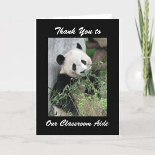 Teacher Appreciation Aide Panda Black Thank You Card
