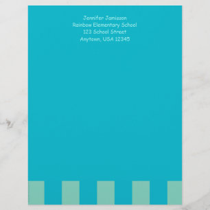 Teacher Appreciation Aqua Blue & Green, Name, Personalised Letterhead