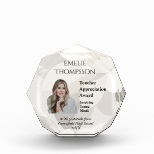 Teacher Appreciation Award Elegant Neutral  Photo Block