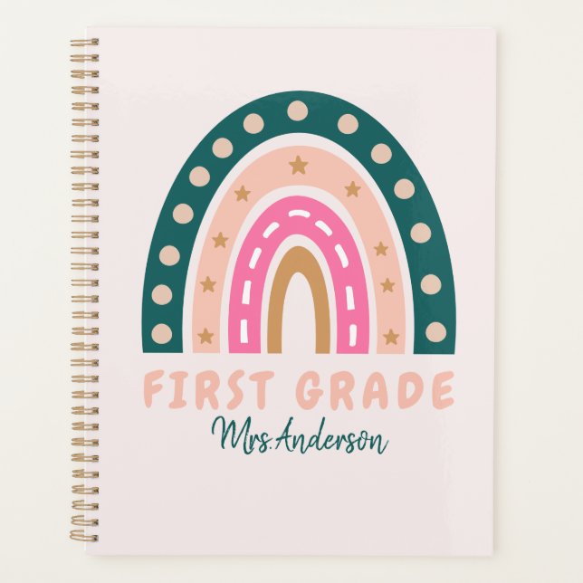 Teacher Appreciation Back to School Boho Rainbow  Planner (Front)