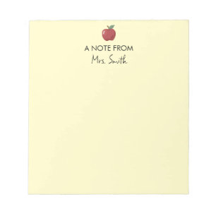 Teacher Appreciation Back to School Supplies Apple Notepad