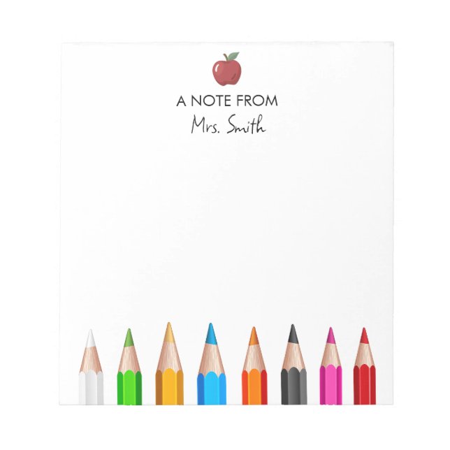 Teacher Appreciation Back to School Supplies Apple Notepad (Front)
